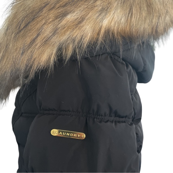 LAUNDRY BY SHELLI SEGAL Faux Fur Hooded Puffer Jacket Black - Small - Picture 4 of 4